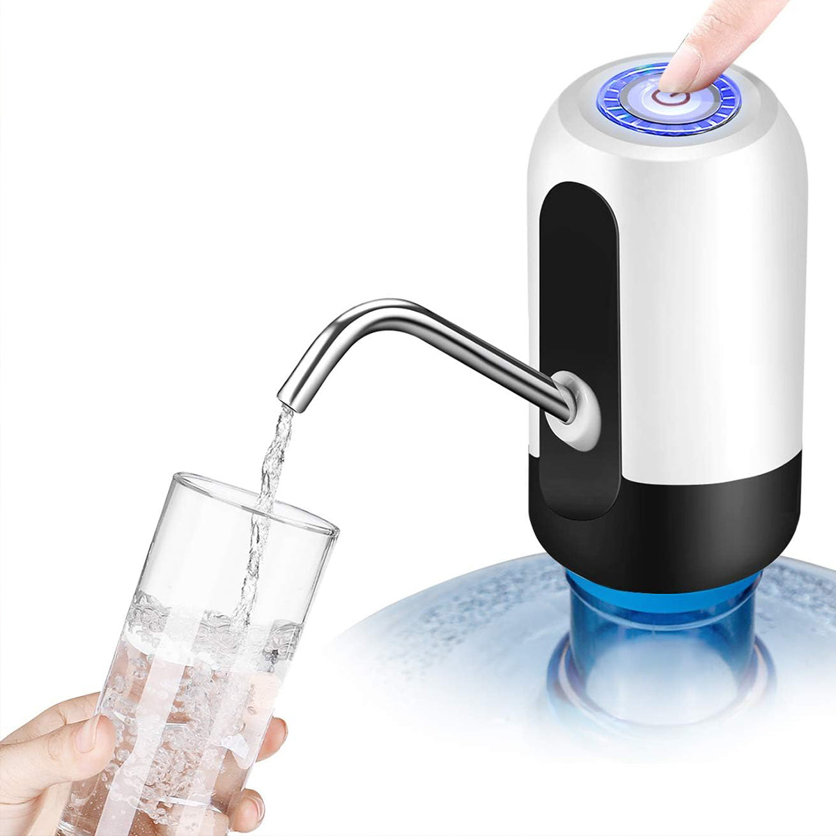 USB Rechargeable Electric Water Dispenser Pump, Portable Automatic Drinking Water Pump for 2-5 Gallon Bottles, One-Touch Water Dispensing Tool for Home Office Dormitory