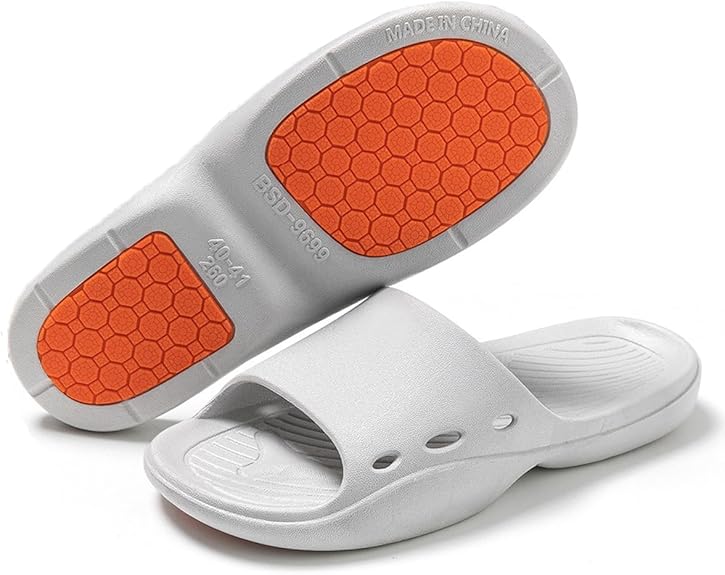 Non-Slip Shower Slippers, Soft Cushioned EVA Indoor Bathroom Slides, Anti-Skid Quick Drying House Slippers for Home Bath Bedroom Pool Beach