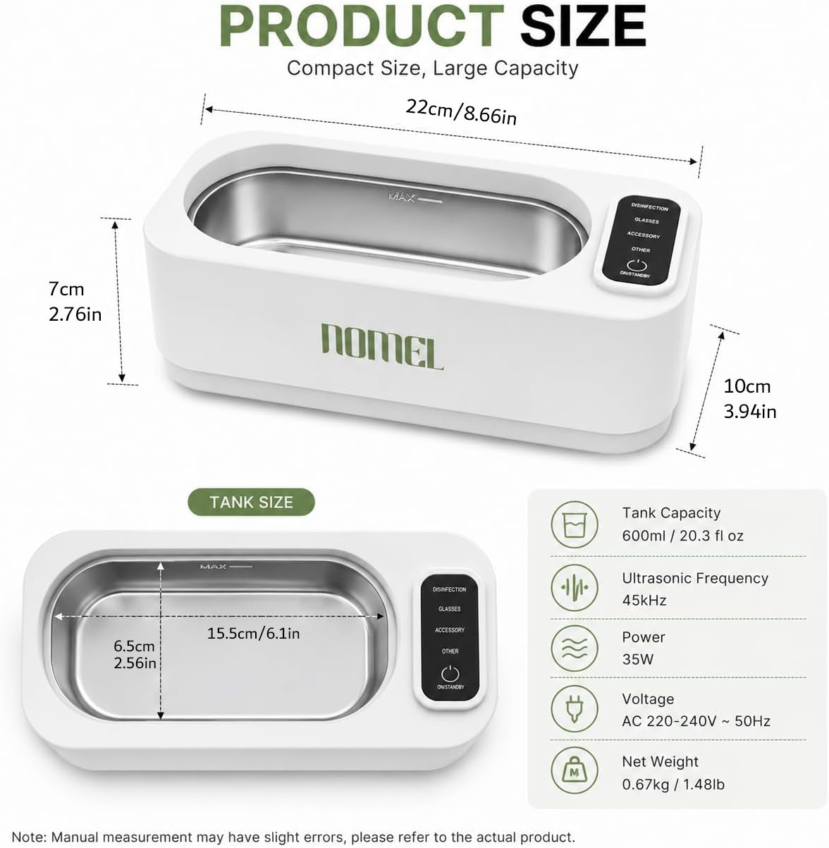 Professional Portable 350ML Ultrasonic Jewelry Cleaner High-Frequency Sonic Cleaning Machine for Home Daily Use