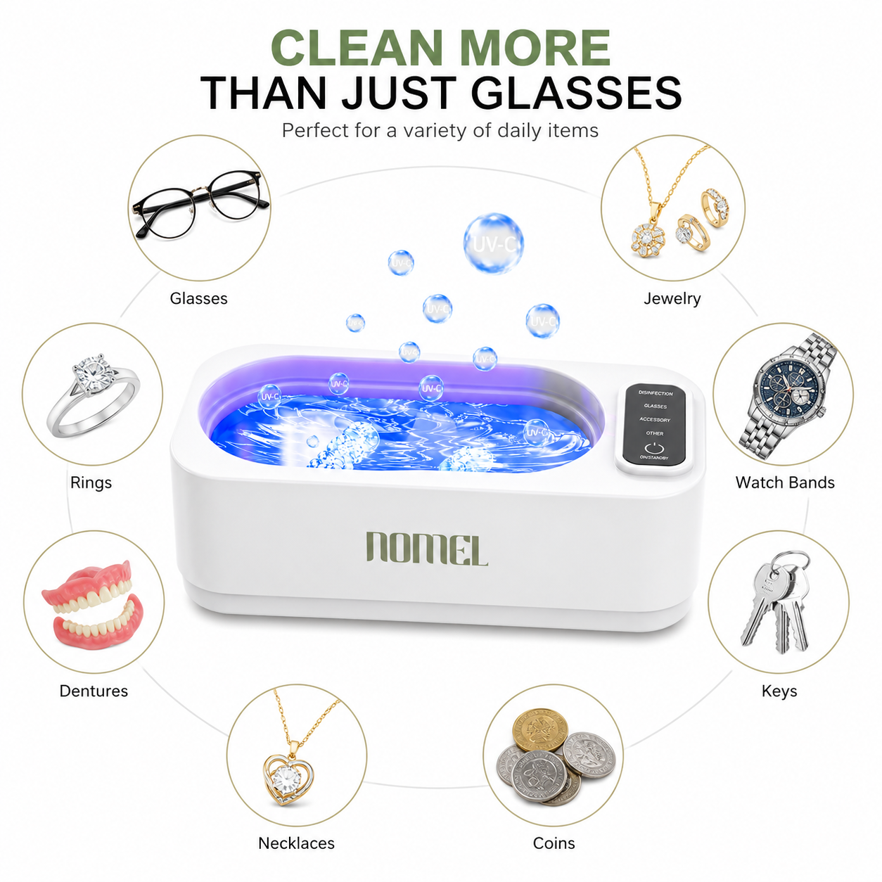 Professional Portable 350ML Ultrasonic Jewelry Cleaner High-Frequency Sonic Cleaning Machine for Home Daily Use
