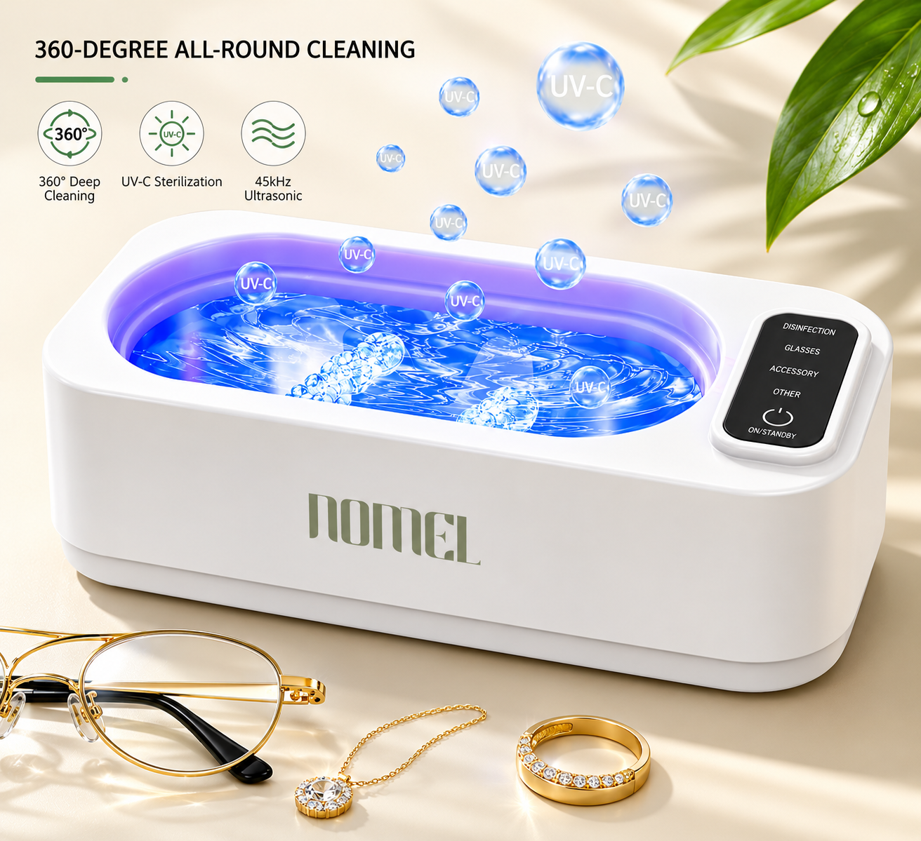 Professional Portable 350ML Ultrasonic Jewelry Cleaner High-Frequency Sonic Cleaning Machine for Home Daily Use