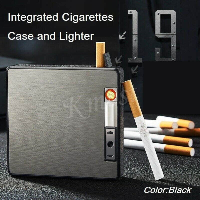 Automatic Rechargeable Electric Lighter, USB Charging Cigarette Case, Portable Dampproof Cigarette Storage Box, Multifunctional 2-in-1 Cigarette Holder Lighter, Ideal Gift for Men