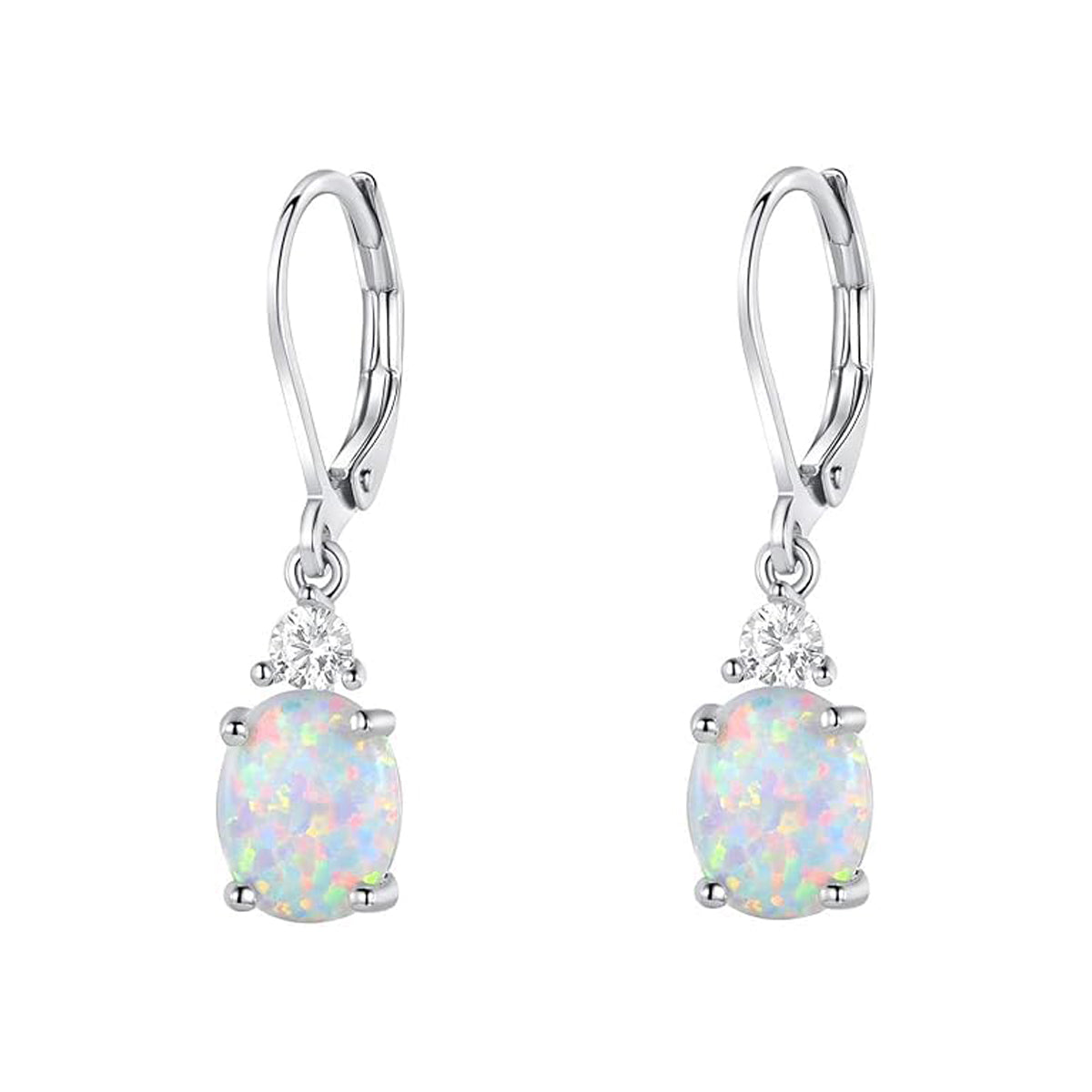 18K White & Yellow Gold Plated Opal Dangle Earrings for Women, Elegant Teardrop Opal Drop Earrings Hypoallergenic Lightweight Fashion Jewelry Gifts for Daily Wear Party Wedding Anniversary