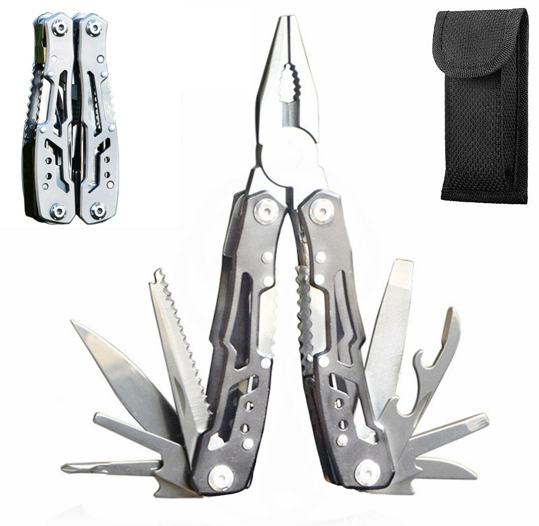 14-In-1 Multitool with Safety Locking, Stainless Steel Pliers, Folding Knife Kit