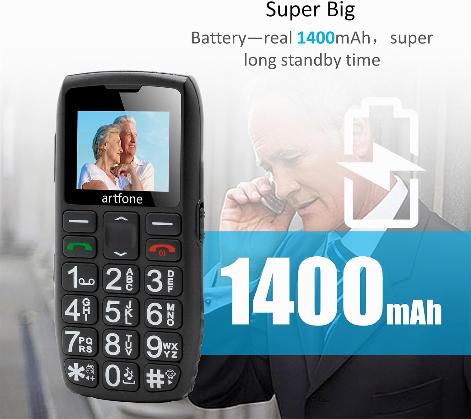 artfone 4G Volte Unlocked Cell Phones Australia, Basic Mobile Phone for Seniors with SOS Button, Talking Numbers, Loud Volume, FM Radio, Torch, 1400mAh Battery
