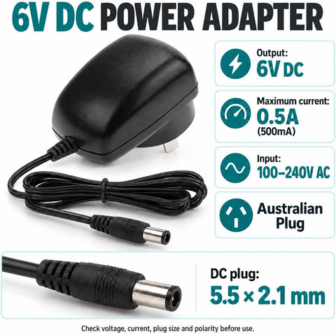6V 500mA Power Supply Adapter, Universal AC to DC Adapter, DC Plug Adapters AC Charger 100-240V for Household Electronics like Led Strip Light,500mA Max