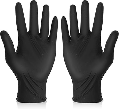 Black Nitrile Gloves - 6-Mil Heavy Duty Disposable Gloves, Latex Free, Powder Free, Food Safe Certified Cooking Gloves for Household & Kitchen Use, Beauty (Box of 100)