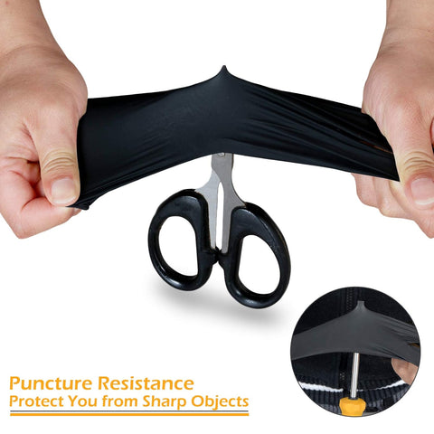 Black Nitrile Gloves - 6-Mil Heavy Duty Disposable Gloves, Latex Free, Powder Free, Food Safe Certified Cooking Gloves for Household & Kitchen Use, Beauty (Box of 100)
