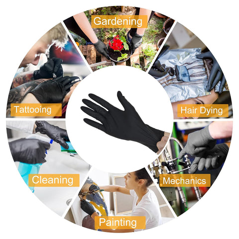 Black Nitrile Gloves - 6-Mil Heavy Duty Disposable Gloves, Latex Free, Powder Free, Food Safe Certified Cooking Gloves for Household & Kitchen Use, Beauty (Box of 100)