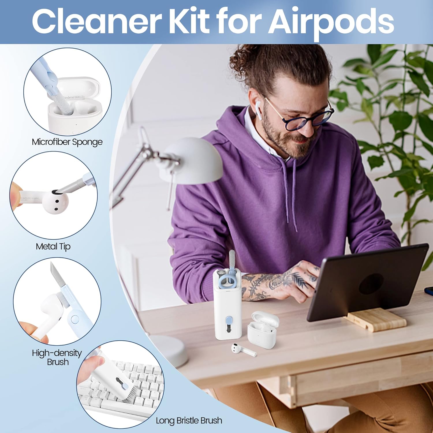 7‑in‑1 Electronic Cleaner Kit, Laptop Screen Keyboard Earbud Cleaning Tool
