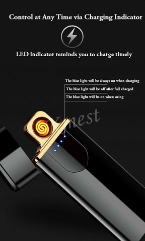 Portable USB Rechargeable Windproof Flameless Electronic Cigarette Lighter, Metal ARC Lighter
