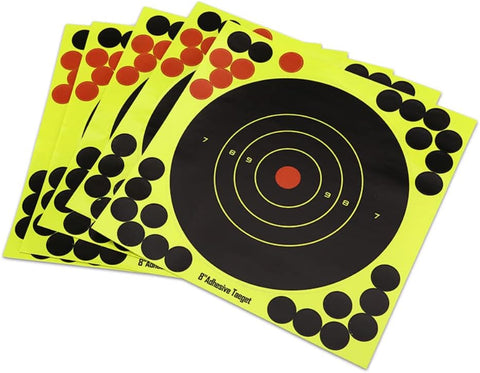 Splatter Shooting Target Stickers Self Adhesive Reactive Paper Targets with High Visibility Impact Marks for Airsoft, BB Gun, Rifle, Archery, Pistol Indoor Outdoor Range Practice 8" 20-Pack