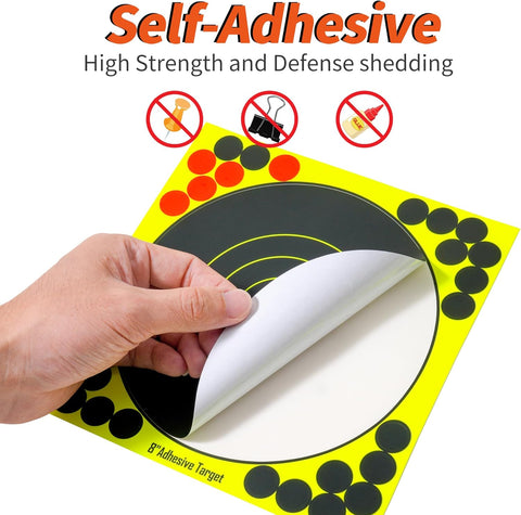 Splatter Shooting Target Stickers Self Adhesive Reactive Paper Targets with High Visibility Impact Marks for Airsoft, BB Gun, Rifle, Archery, Pistol Indoor Outdoor Range Practice 8" 20-Pack