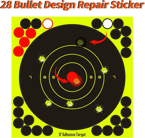 Splatter Shooting Target Stickers Self Adhesive Reactive Paper Targets with High Visibility Impact Marks for Airsoft, BB Gun, Rifle, Archery, Pistol Indoor Outdoor Range Practice 8" 20-Pack