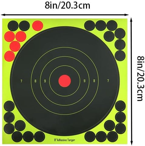 Splatter Shooting Target Stickers Self Adhesive Reactive Paper Targets with High Visibility Impact Marks for Airsoft, BB Gun, Rifle, Archery, Pistol Indoor Outdoor Range Practice 8" 20-Pack