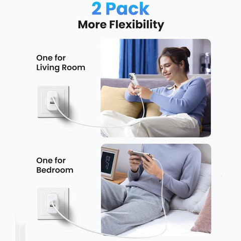 Nomel PD 30W GaN USB Wall Charger AU Plug, Dual Port USB-C + USB-A Fast Charging Adapter, Compact Power Plug with PD3.0 & QC3.0 for iPhone 15/14/13/12, iPad, Galaxy, Pixel, AirPod