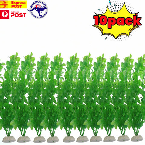 Artificial Seaweed Water Plants for Aquarium ， Plastic Fish Tank Decorations, 10-Piece Set (Green)