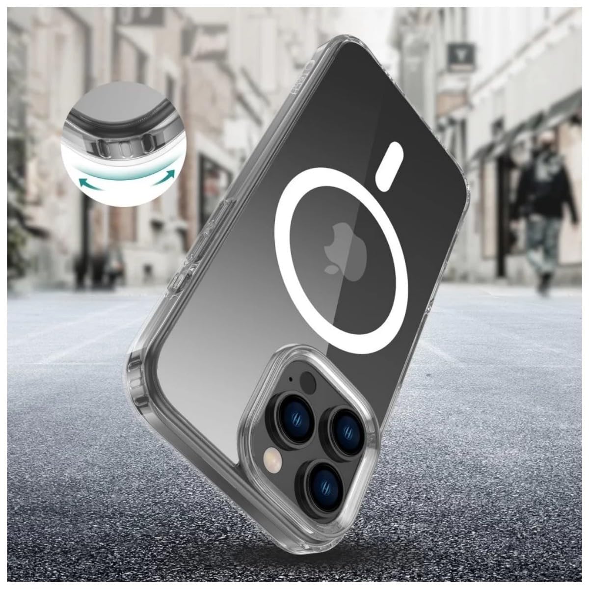 iPhone 13/14/15 Case – Shockproof Military-Grade Protection, Magnetic, Clear (Fits 6.1-inch Models)
