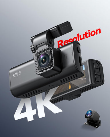 4K+1080P Dual Dash Cam Front and Rear, Built-in Wi-Fi GPS with APP Control, 3.18" IPS HD Screen, Smart Night Vision Parking Monitor with 24/7 Protection