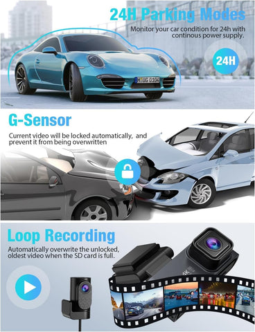 4K+1080P Dual Dash Cam Front and Rear, Built-in Wi-Fi GPS with APP Control, 3.18" IPS HD Screen, Smart Night Vision Parking Monitor with 24/7 Protection