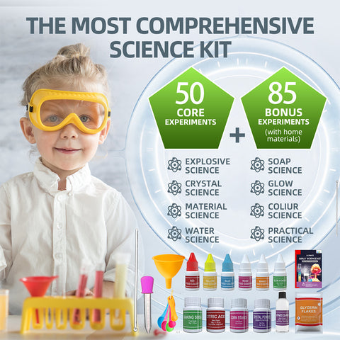 Kids Volcano STEM Kit, DIY Chemistry Science Experiment Set, Safe Educational Learning Toy for Boys & Girls, Hands-On Eruption Play for Home School & Birthday Gifts