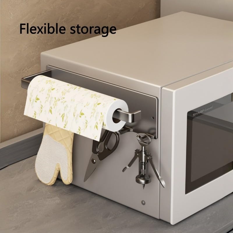 2-in-1 Towel Holder with Shelf & Spice Rack – Space-Saving Wall Mounted Kitchen Storage Organizer