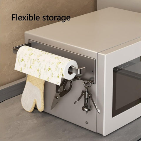 2-in-1 Towel Holder with Shelf & Spice Rack – Space-Saving Wall Mounted Kitchen Storage Organizer