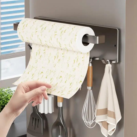 2-in-1 Towel Holder with Shelf & Spice Rack – Space-Saving Wall Mounted Kitchen Storage Organizer