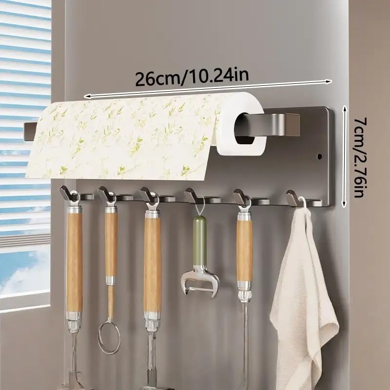2-in-1 Towel Holder with Shelf & Spice Rack – Space-Saving Wall Mounted Kitchen Storage Organizer