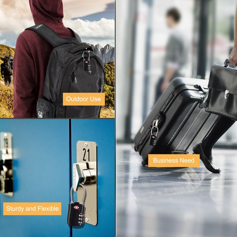 2 Pack TSA Approved Luggage Locks, 3-Digit Re-settable Combination Travel Cable Lock, Durable Zinc Alloy Security Lock for Suitcase Backpack Travel