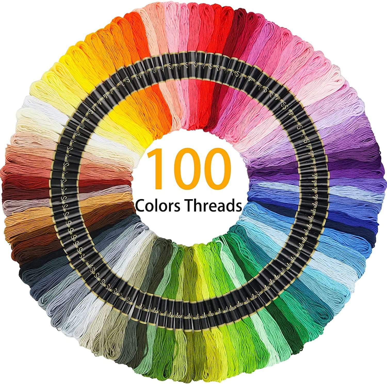 Embroidery Kit 215 Pcs, 100 Colors Threads, 5 Pcs Embroidery Hoops, 3 Pcs Aida Cloth, Complete Cross Stitch Tools Set for DIY Art Craft Stitching Beginners