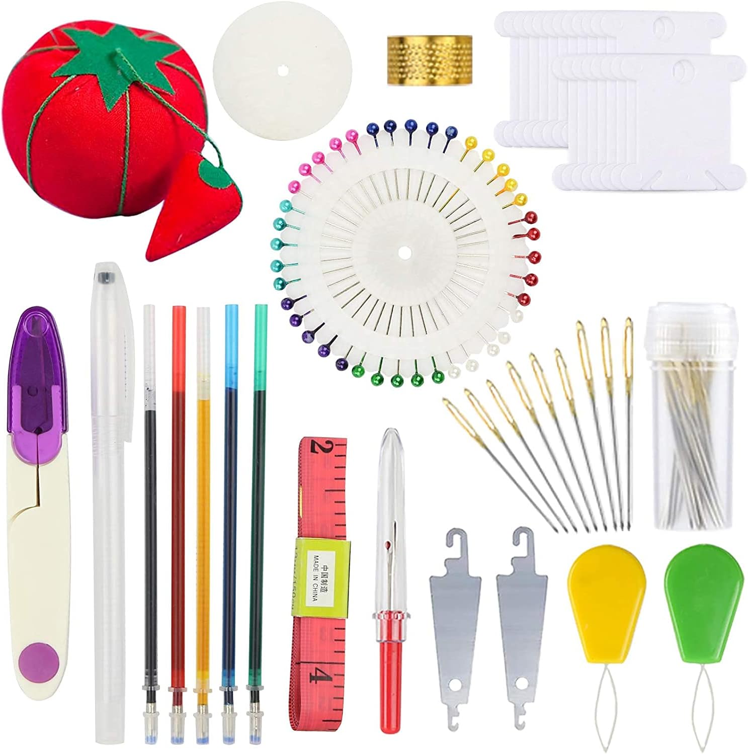 Embroidery Kit 215 Pcs, 100 Colors Threads, 5 Pcs Embroidery Hoops, 3 Pcs Aida Cloth, Complete Cross Stitch Tools Set for DIY Art Craft Stitching Beginners