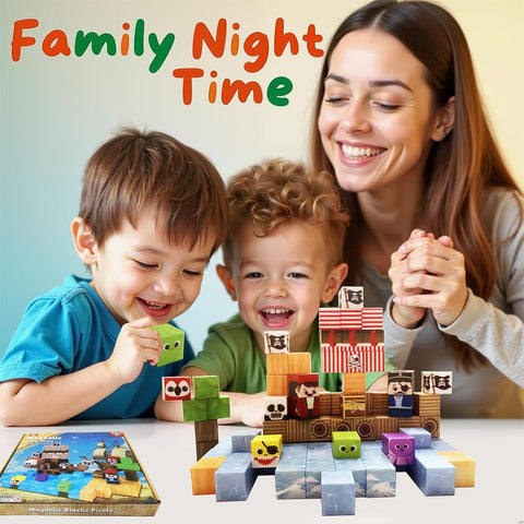Magnetic Blocks for Kids Ages 3-8 - STEM Educational Magnet Building Pirate Ship Building Blocks Toy Set for Creative Play