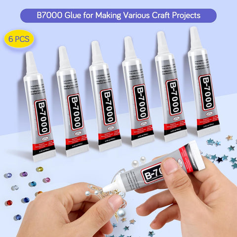 B-7000 Clear Glue, High-Strength Transparent Adhesive for Rhinestone Crafts, Jewelry Making, Bead DIY Projects, Waterproof & Easy to Use with Precision Tip