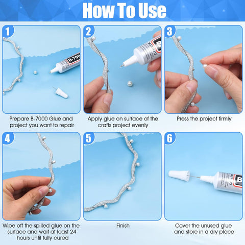 B-7000 Clear Glue, High-Strength Transparent Adhesive for Rhinestone Crafts, Jewelry Making, Bead DIY Projects, Waterproof & Easy to Use with Precision Tip