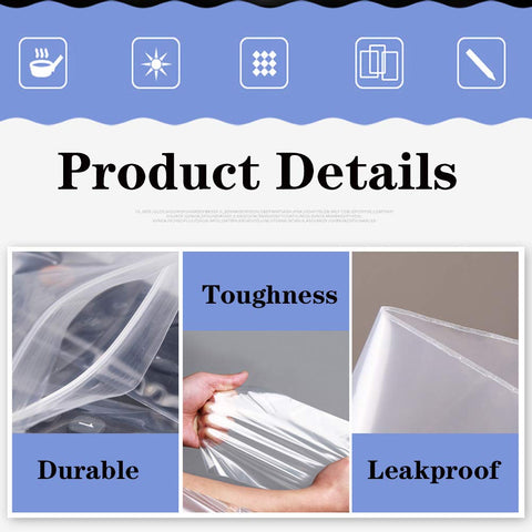 Reusable Daily Use PE Storage Bags, Waterproof Clear Sealed Ziplock Plastic Bags for Kitchen Organization, Travel Toiletries & Small Items