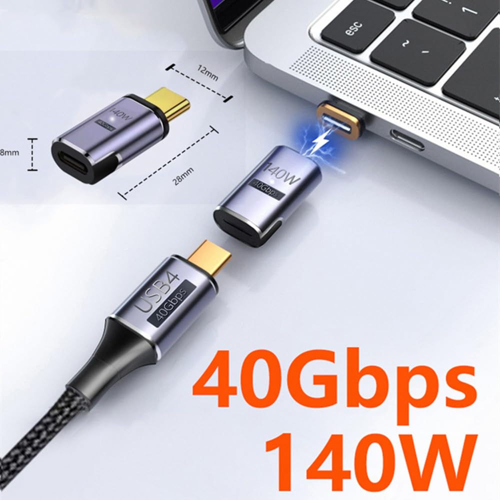 High-Speed 40Gbps Magnetic USB C Adapter, 140W PD Fast Charge USB C Male to Female Connector for Steam Deck Accessories
