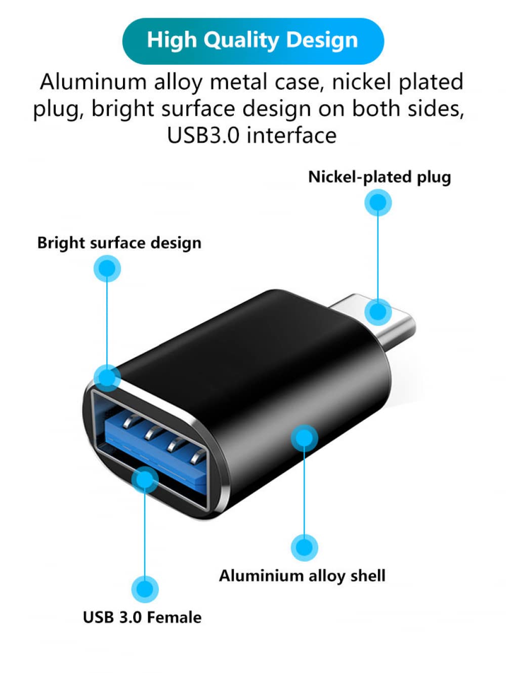 USB C to USB 3.0 Adapter (5 Pack),USB to USB C Adapter,USB Type-C to USB Adapter Fast Charging High Speed Data Transfer Female to Male Converter