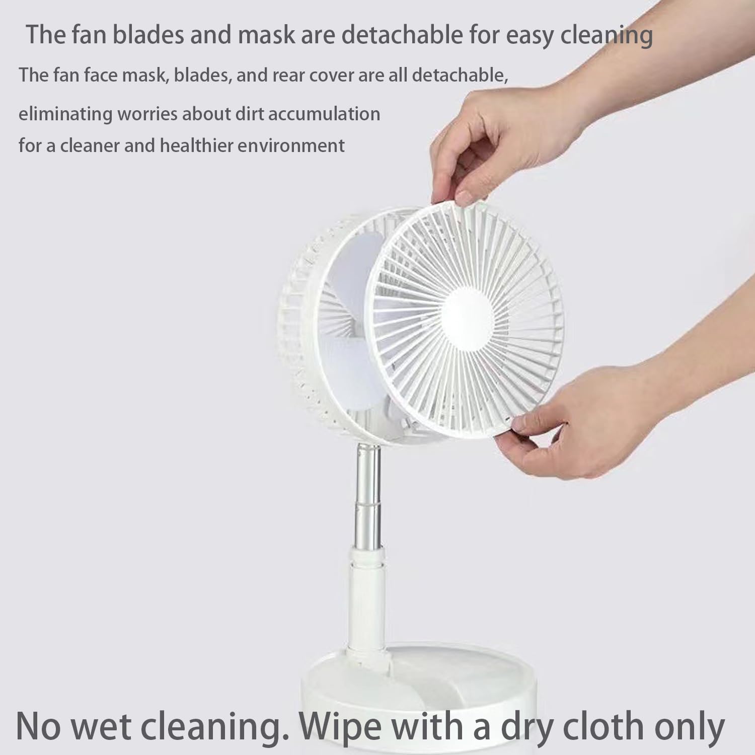 Portable Telescopic Stand Desk Fan with 4 Adjustable Speed Settings and 7200mAh Large Capacity Rechargeable Battery