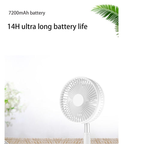 Portable Telescopic Stand Desk Fan with 4 Adjustable Speed Settings and 7200mAh Large Capacity Rechargeable Battery