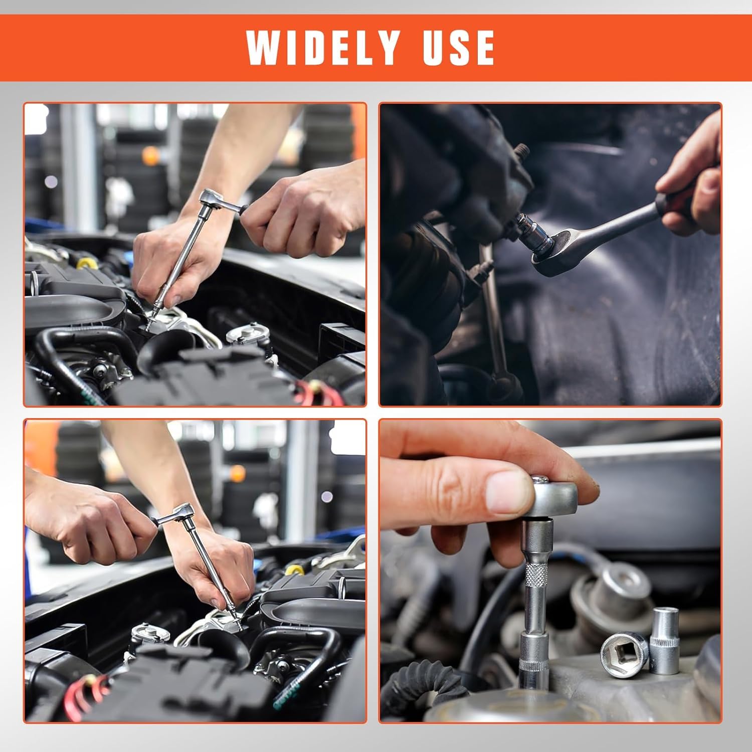 Ratcheting Wrench Set, 53PCS 1/4" Drive Socket Ratchet Hand Tool Set, Multi-Purpose Mechanics Repair Tool Kit for Household and Automotive Maintenance