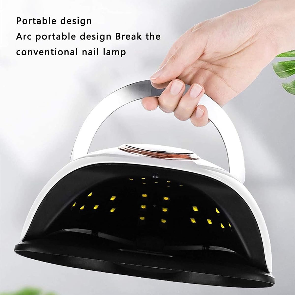 Portable Nail Lamp 168 Watt UV LED Nail Dryer with Handle Smart Sensor 4 Timer for Home Salon Use
