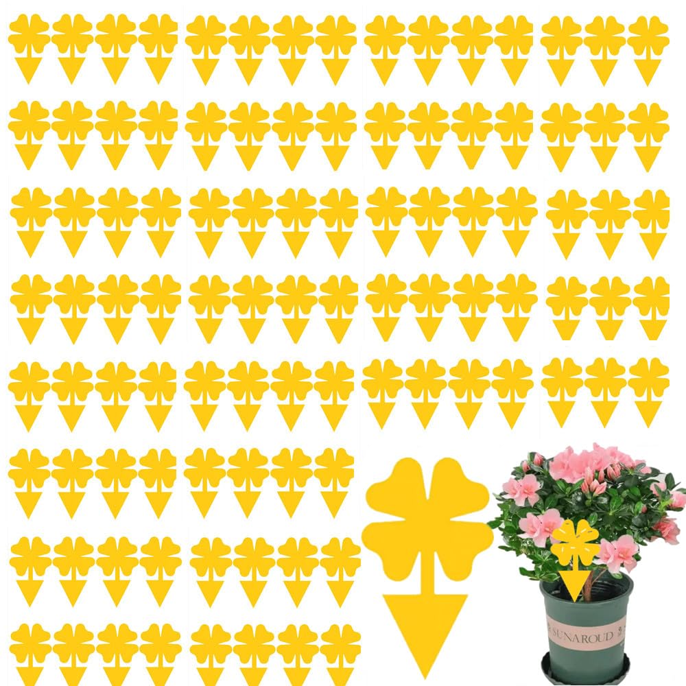 100PCS Dual-Sided Yellow Sticky Traps, Disposable Glue Insect Catcher for Indoor & Outdoor Plants, Fly Gnat Aphid Trap Sticky Pad