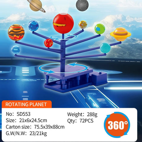 Electric Rotating Solar System Planet Model, STEM Educational Astronomy Learning Toy, Kids Early Education Space Cognitive Toy for Holiday Gifts