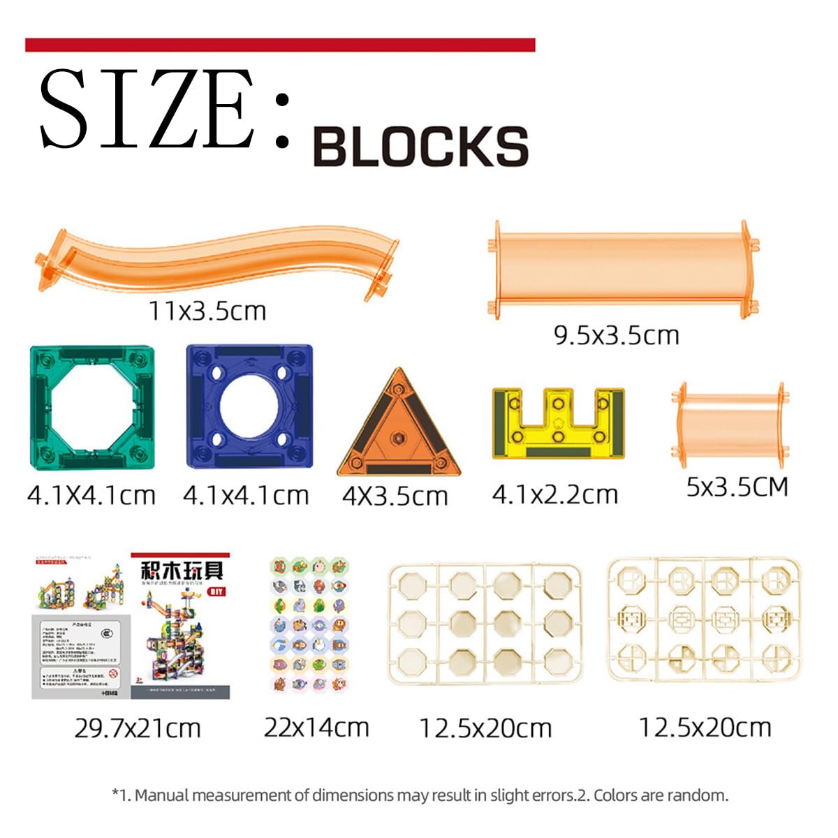 94PCS Magnetic Marble Run Tiles, STEM DIY Track Building Blocks, Educational Rolling Ball Toy for Kids