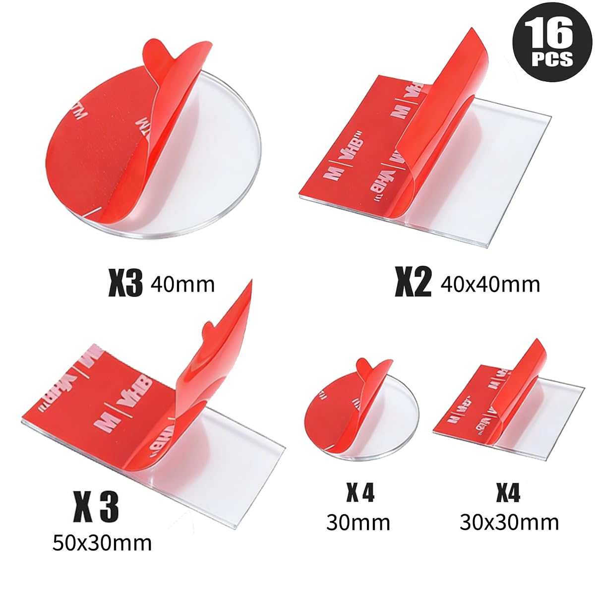 1mm Thick Transparent Double Sided Foam Tape, Strong Adhesive Square & Round Foam Pads, Removable Clear Mounting Pads for Home Office Decor and Daily Fixing