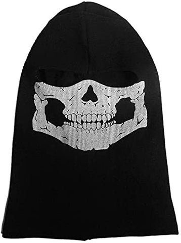 Black Skull Pattern Full Face Balaclava, Breathable Elastic Ghost Print Face Mask, Stylish Headwear for Halloween Cosplay, Themed Party and Outdoor Activities