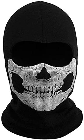 Black Skull Pattern Full Face Balaclava, Breathable Elastic Ghost Print Face Mask, Stylish Headwear for Halloween Cosplay, Themed Party and Outdoor Activities