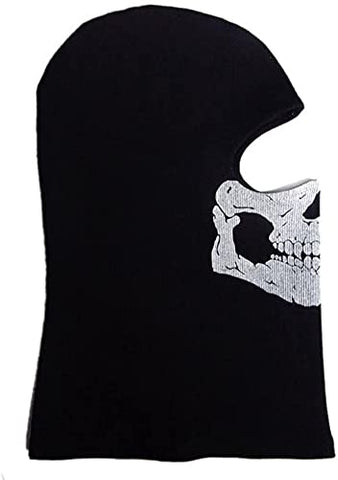 Black Skull Pattern Full Face Balaclava, Breathable Elastic Ghost Print Face Mask, Stylish Headwear for Halloween Cosplay, Themed Party and Outdoor Activities