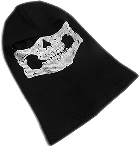 Black Skull Pattern Full Face Balaclava, Breathable Elastic Ghost Print Face Mask, Stylish Headwear for Halloween Cosplay, Themed Party and Outdoor Activities